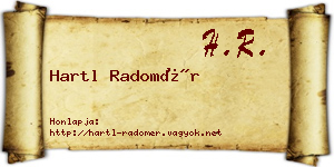 Hartl Radomér névjegykártya